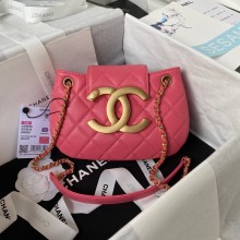 Chanel Lambskin & Gold-Tone Metal Small Messenger Bag AS4609 FUCHSIA 2024