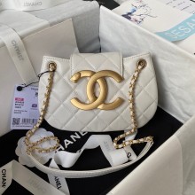 Chanel Lambskin & Gold-Tone Metal Small Messenger Bag AS4609 white 2024