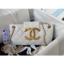 Chanel Lambskin & Gold-Tone Metal Baguette Bag AS4611 white 2024