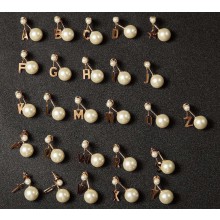 Celine Alphabet Brass Pearl Earrings