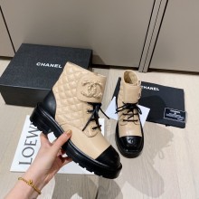 Chanel New CC Lace-Ups Boots G36424 beige 2020