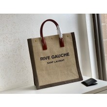 Saint Laurent rive gauche n/s shopping bag in linen and cotton BEIGE