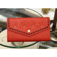 Louis Vuitton Sarah Wallet M64816 Red Monogram Embossed Leather