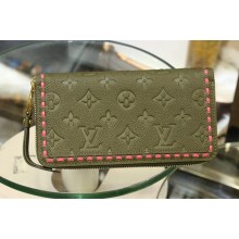 Louis Vuitton Zippy Wallet M62451 Green Monogram Embossed Leather