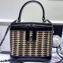 Chanel Rattan Basket Small Vanity Case Bag AS1352 Black 2020