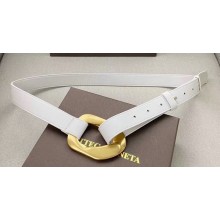 Bottega Veneta Width 2.5cm Metal Framed Buckle Belt Leather White 2020