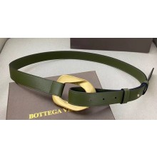 Bottega Veneta Width 2.5cm Metal Framed Buckle Belt Leather Green 2020