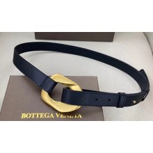 Bottega Veneta Width 2.5cm Metal Framed Buckle Belt Leather Black 2020