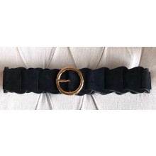 Bottega Veneta Width 5cm Circular Buckle Modular Link Belt Suede Leather Black 2020