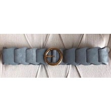 Bottega Veneta Width 5cm Circular Buckle Modular Link Belt Suede Leather Baby Blue 2020
