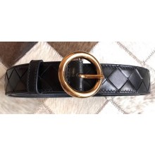 Bottega Veneta Width 3cm Belt in Woven Nappa Leather Black