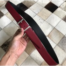 Bottega Veneta Width 3.5cm Reversible Bicolor Belt in Textured Marcopolo Leather Red/Black