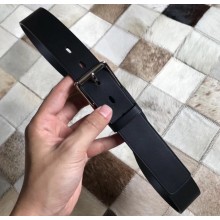 Bottega Veneta Width 3.5cm Belt with Single Elongated Holes in Matte Calfskin Black