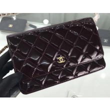 Chanel Wallet On Chain WOC Bag in Patent Leather Date Red/Gold