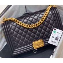 Chanel Original Quality New Medium Le Boy Bag In Sheepskin Black With Gold Hardware