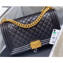 Chanel Original Quality New Medium Le Boy Bag In Caviar Leather Black With Gold Hardware