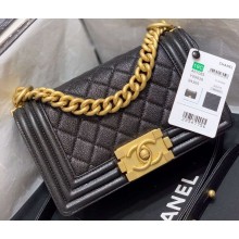 Chanel Original Quality Small Le Boy Bag In Grained Leather Black With Gold Hardware