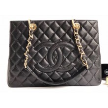 Chanel Caviar Leather GST Shopping Tote Bag A50995 Black/Gold