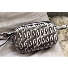 Miu Miu Matelassé Leather Belt Bag 5BL005 Silver Gray