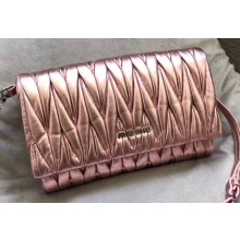 Miu Miu Matelassé Leather Mini Bag 5BH080 Metallic Pink
