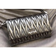 Miu Miu Matelassé Leather Mini Bag 5BH080 Silver Gray