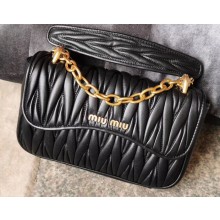 Miu Miu Matelassé Nappa Leather Shoulder Bag 5BD140 Black