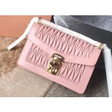 Miu Miu Miu Confidential Matelassé Leather Shoulder Bag 5BD083 Pink