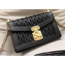 Miu Miu Miu Confidential Matelassé Leather Shoulder Bag 5BD083 Black