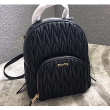 Miu Miu Matelassé Leather Backpack Bag 5BZ022 Black