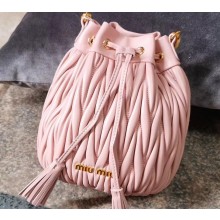 Miu Miu Matelassé Leather Bucket Bag 5BE014 Pink