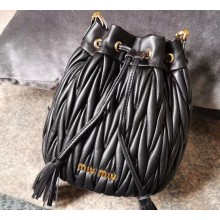 Miu Miu Matelassé Leather Bucket Bag 5BE014 Black