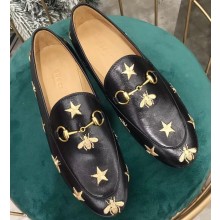 Gucci Women's Horsebit Loafer Embroidered Bees and Stars Black