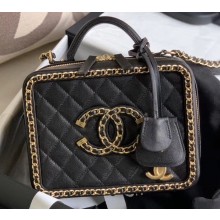 Chanel Chain CC Filigree Medium Vanity Case Bag A93343 Black 2020