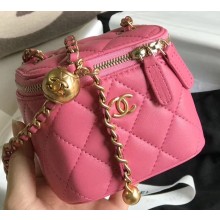 Chanel Pearl on Chain Small Classic Box with Chain Bag AP1447 Dark Pink 2020