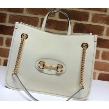 Gucci 1955 Horsebit Medium Tote Bag 621144 Leather White 2020