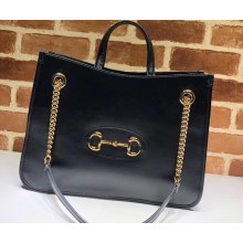 Gucci 1955 Horsebit Medium Tote Bag 621144 Leather Black 2020