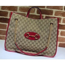 Gucci 1955 Horsebit Large Tote Bag 623695 GG Canvas Red 2020