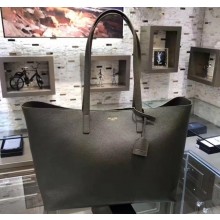 Saint Laurent E/W Shopping Tote Bag in Supple Leather 394195 Olive Green