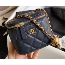 Chanel Pearl on Chain Small Classic Box with Chain Bag AP1447 Navy Blue 2020