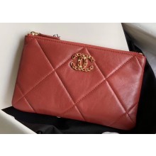 Chanel 19 Lambskin Small Pouch Bag AP1059 Red 2020