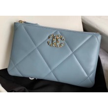 Chanel 19 Lambskin Small Pouch Bag AP1059 Cyan 2020