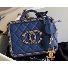 Chanel Chain CC Filigree Small Vanity Case Bag AS1785 Navy Blue 2020