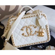 Chanel Chain CC Filigree Medium Vanity Case Bag A93343 White 2020