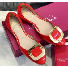 Roger Vivier Chips Ballerinas in Patent Leather Red
