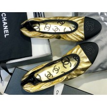 Chanel Laminated Goatskin and Grosgrain Ballerinas G36166 Metallic Gold 2020