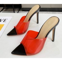Gianvito Rossi Heel 10.5cm PVC Elle Mules Red/Black 2020