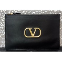 Valentino Large VLogo Signature Pouch Clutch Bag Black 2020