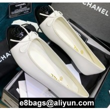 Chanel Classic Bow Ballerinas Flats Leather White/Patent Black