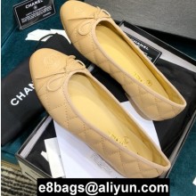 Chanel Classic Bow Ballerinas Flats Quilting Beige
