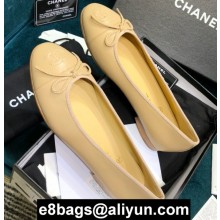 Chanel Classic Bow Ballerinas Flats Leather Beige